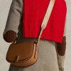 Tan Women’s Ralph Lauren Polo ID Calfskin Saddle Bags