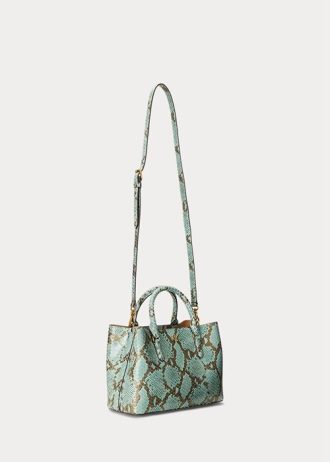 Turquoise Women’s Ralph Lauren Faux-Snakeskin Medium Marcy Satchel Bags