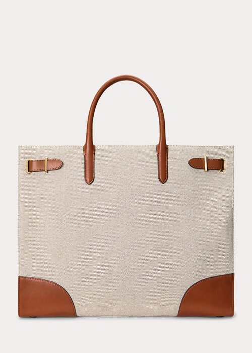 Vanilla/Lauren Tan Women’s Ralph Lauren Canvas Large Devyn Tote Bags Vanilla/Lauren Tan Women’s Ralph Lauren Canvas Large Devyn Tote Bags