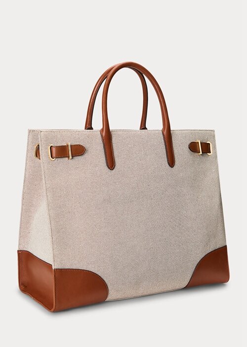 Vanilla/Lauren Tan Women’s Ralph Lauren Canvas Large Devyn Tote Bags Vanilla/Lauren Tan Women’s Ralph Lauren Canvas Large Devyn Tote Bags