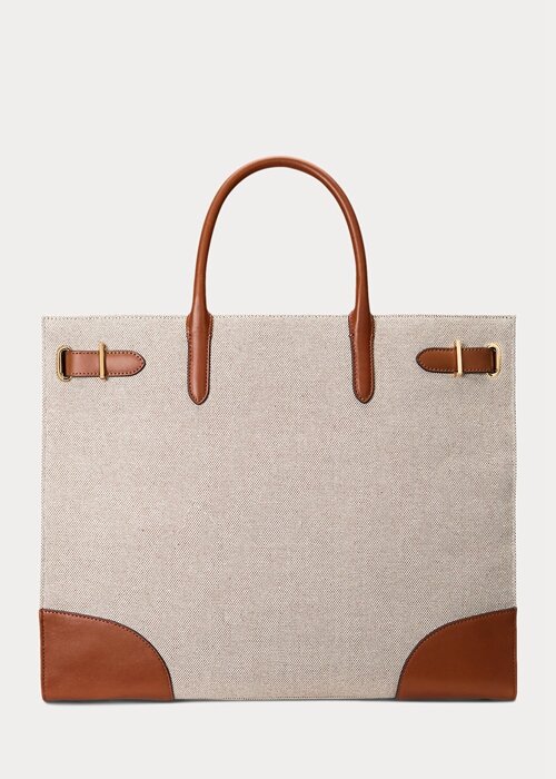 Vanilla/Lauren Tan Women’s Ralph Lauren Canvas Large Devyn Tote Bags Vanilla/Lauren Tan Women’s Ralph Lauren Canvas Large Devyn Tote Bags