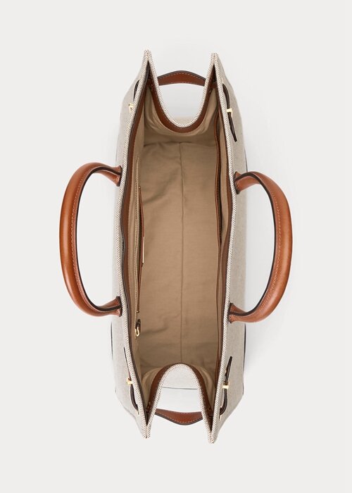 Vanilla/Lauren Tan Women’s Ralph Lauren Canvas Large Devyn Tote Bags Vanilla/Lauren Tan Women’s Ralph Lauren Canvas Large Devyn Tote Bags