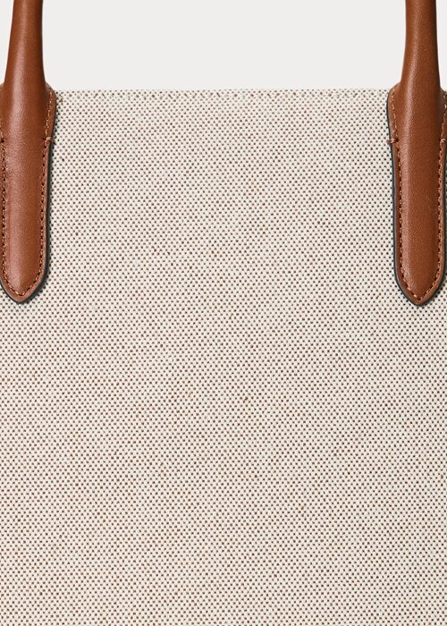 Vanilla/Lauren Tan Women’s Ralph Lauren Canvas Large Devyn Tote Bags Vanilla/Lauren Tan Women’s Ralph Lauren Canvas Large Devyn Tote Bags