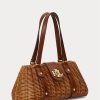 Walnut/Lauren Tan Women’s Ralph Lauren Rattan Medium Lilly Satchel Bags