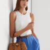 Walnut/Lauren Tan Women’s Ralph Lauren Rattan Medium Lilly Satchel Bags