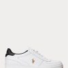 White / Black Men’s Ralph Lauren Court Leather Low-Top Sneakers White / Black Men’s Ralph Lauren Court Leather Low-Top Sneakers