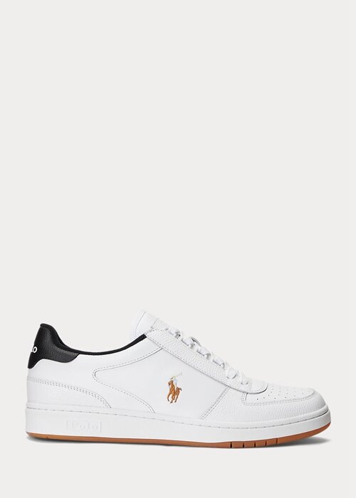 White / Black Men’s Ralph Lauren Court Leather Low-Top Sneakers White / Black Men’s Ralph Lauren Court Leather Low-Top Sneakers