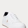 White / Black Men’s Ralph Lauren Court Leather Low-Top Sneakers White / Black Men’s Ralph Lauren Court Leather Low-Top Sneakers