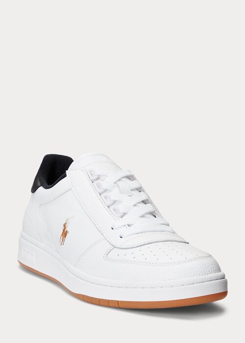 White / Black Men’s Ralph Lauren Court Leather Low-Top Sneakers White / Black Men’s Ralph Lauren Court Leather Low-Top Sneakers