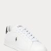 White / Black Men’s Ralph Lauren Heritage Court II Leather Sneakers