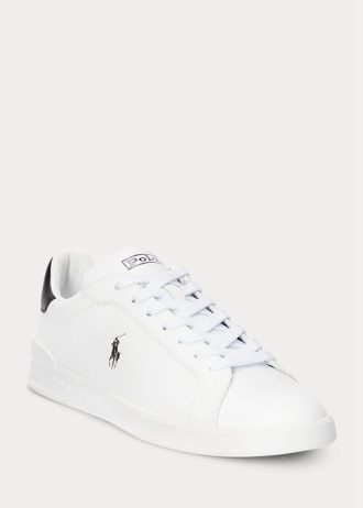 White / Black Men’s Ralph Lauren Heritage Court II Leather Sneakers