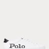 White / Black Men’s Ralph Lauren Longwood Logo Leather Sneakers