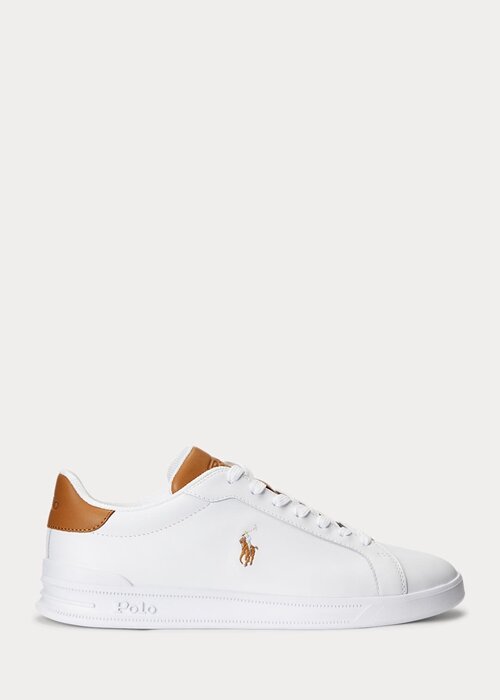 White / Brown Men’s Ralph Lauren Heritage Court II Leather Sneakers White / Brown Men’s Ralph Lauren Heritage Court II Leather Sneakers