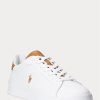 White / Brown Men’s Ralph Lauren Heritage Court II Leather Sneakers White / Brown Men’s Ralph Lauren Heritage Court II Leather Sneakers