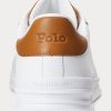 White / Brown Men’s Ralph Lauren Heritage Court II Leather Sneakers White / Brown Men’s Ralph Lauren Heritage Court II Leather Sneakers