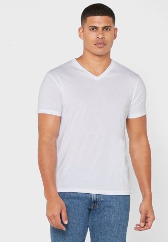 White Men’s Ralph Lauren 2 Pack Essential V- Neck T Shirts