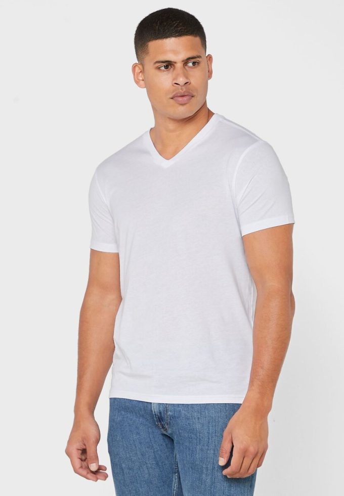 White Men’s Ralph Lauren 2 Pack Essential V- Neck T Shirts