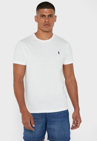 White Men’s Ralph Lauren Chest Logo Crew Neck T Shirts White Men’s Ralph Lauren Chest Logo Crew Neck T Shirts
