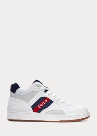 White Men’s Ralph Lauren Court Mid Pro Sneakers