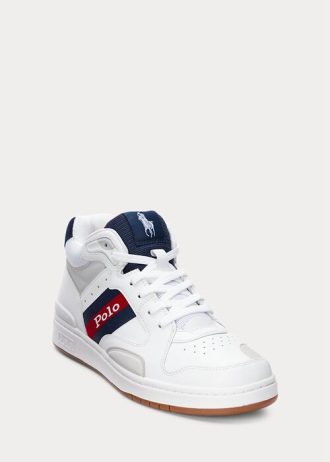 White Men’s Ralph Lauren Court Mid Pro Sneakers