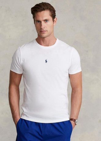 White Men’s Ralph Lauren Custom Slim Fit Crewneck  T Shirts