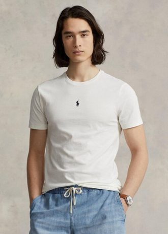 White Men’s Ralph Lauren Custom Slim Fit Crewneck  T Shirts