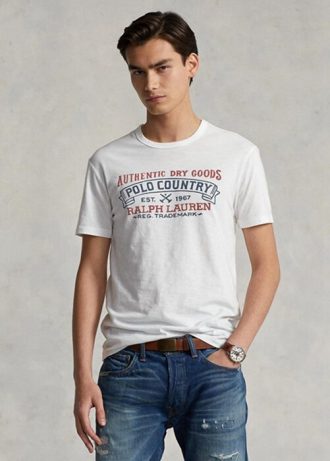 White Men’s Ralph Lauren Custom Slim Fit Polo Country T Shirts White Men’s Ralph Lauren Custom Slim Fit Polo Country T Shirts