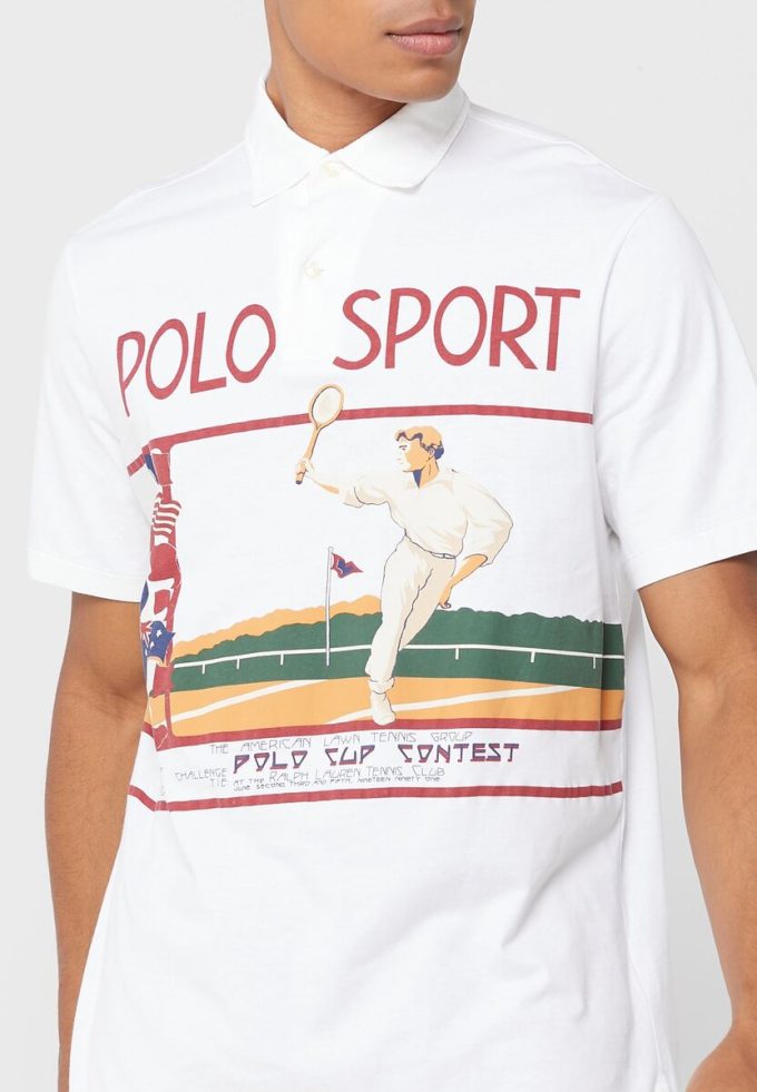 White Men’s Ralph Lauren Graphic Polo Shirts