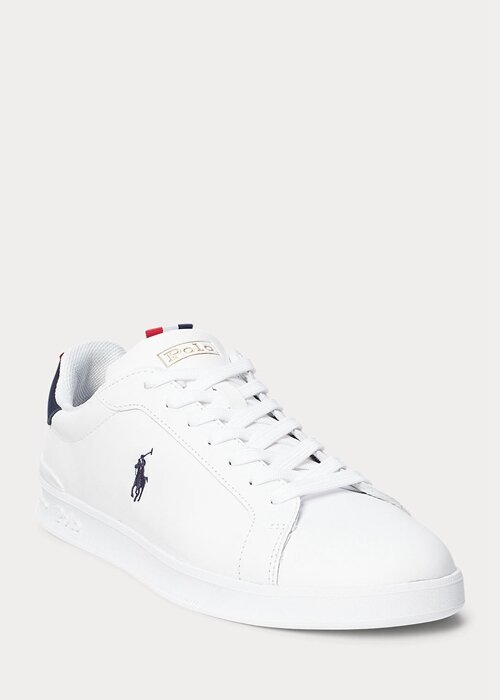White Men’s Ralph Lauren Heritage Court II Leather Sneakers White Men’s Ralph Lauren Heritage Court II Leather Sneakers