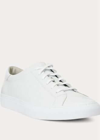 White Men’s Ralph Lauren Jermain Leather Sneakers