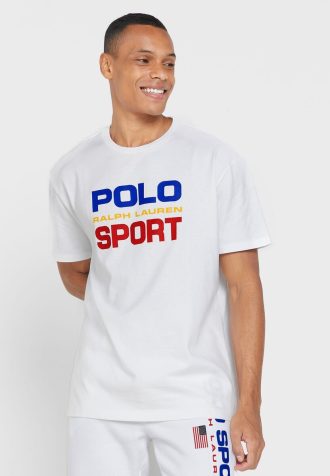 White Men’s Ralph Lauren Logo Crew Neck T Shirts