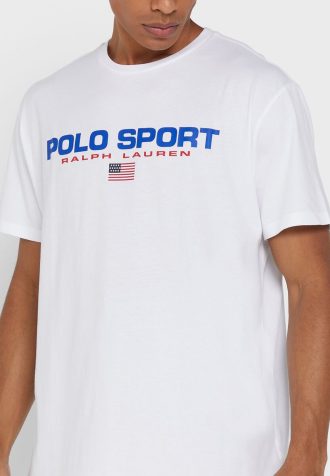 White Men’s Ralph Lauren Logo Crew Neck T Shirts