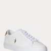 White Men’s Ralph Lauren Longwood Leather Sneakers