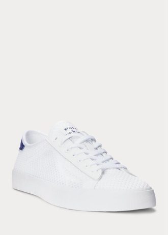 White Men’s Ralph Lauren Nelson Leather-Trim Mesh Sneakers