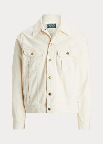 White Men’s Ralph Lauren Polo Bear Embroidered Trucker Jackets