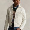 White Men’s Ralph Lauren Polo Bear Embroidered Trucker Jackets