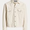 White Men’s Ralph Lauren Relaxed Fit Canvas Trucker Jackets