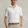 White Men’s Ralph Lauren Stretch Mesh Zip Polo Shirts