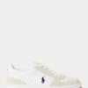 White / Navy Men’s Ralph Lauren Court Leather-Suede Sneakers White / Navy Men’s Ralph Lauren Court Leather-Suede Sneakers