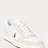 White / Navy Men’s Ralph Lauren Court Leather-Suede Sneakers White / Navy Men’s Ralph Lauren Court Leather-Suede Sneakers