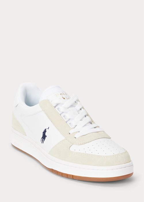 White / Navy Men’s Ralph Lauren Court Leather-Suede Sneakers White / Navy Men’s Ralph Lauren Court Leather-Suede Sneakers