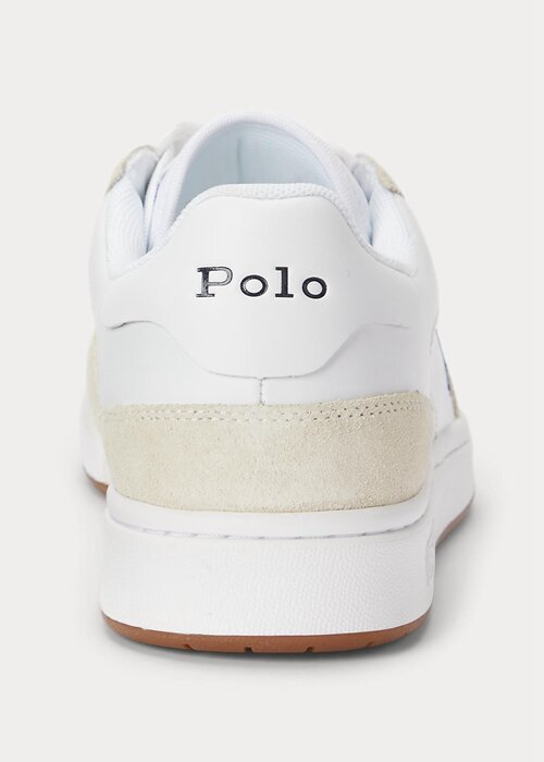 White / Navy Men’s Ralph Lauren Court Leather-Suede Sneakers White / Navy Men’s Ralph Lauren Court Leather-Suede Sneakers