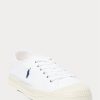 White / Navy Men’s Ralph Lauren Essence 100 Canvas Cap-Toe Sneakers