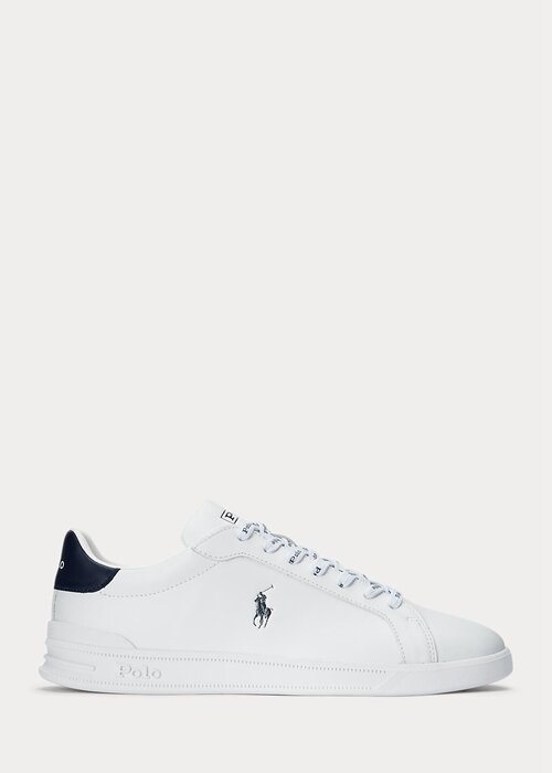 White / Navy Men’s Ralph Lauren Heritage Court II Leather Sneakers White / Navy Men’s Ralph Lauren Heritage Court II Leather Sneakers