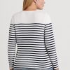 White / Navy Women’s Ralph Lauren Striped Cotton Long-Sleeve Tops