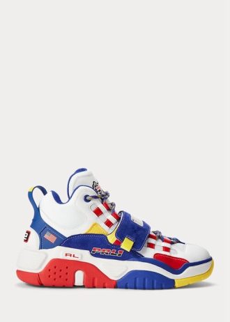 White / Royal Men’s Ralph Lauren PS100 High-Top Sneakers