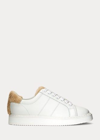 White Women’s Ralph Lauren Angeline IV Action Leather Sneakers