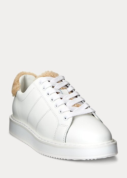 White Women’s Ralph Lauren Angeline IV Action Leather Sneakers White Women’s Ralph Lauren Angeline IV Action Leather Sneakers