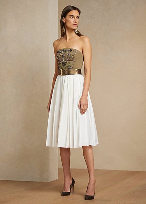 White Women’s Ralph Lauren Arnav Pleated Linen-Blend Skirts White Women’s Ralph Lauren Arnav Pleated Linen-Blend Skirts
