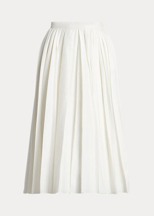 White Women’s Ralph Lauren Arnav Pleated Linen-Blend Skirts White Women’s Ralph Lauren Arnav Pleated Linen-Blend Skirts